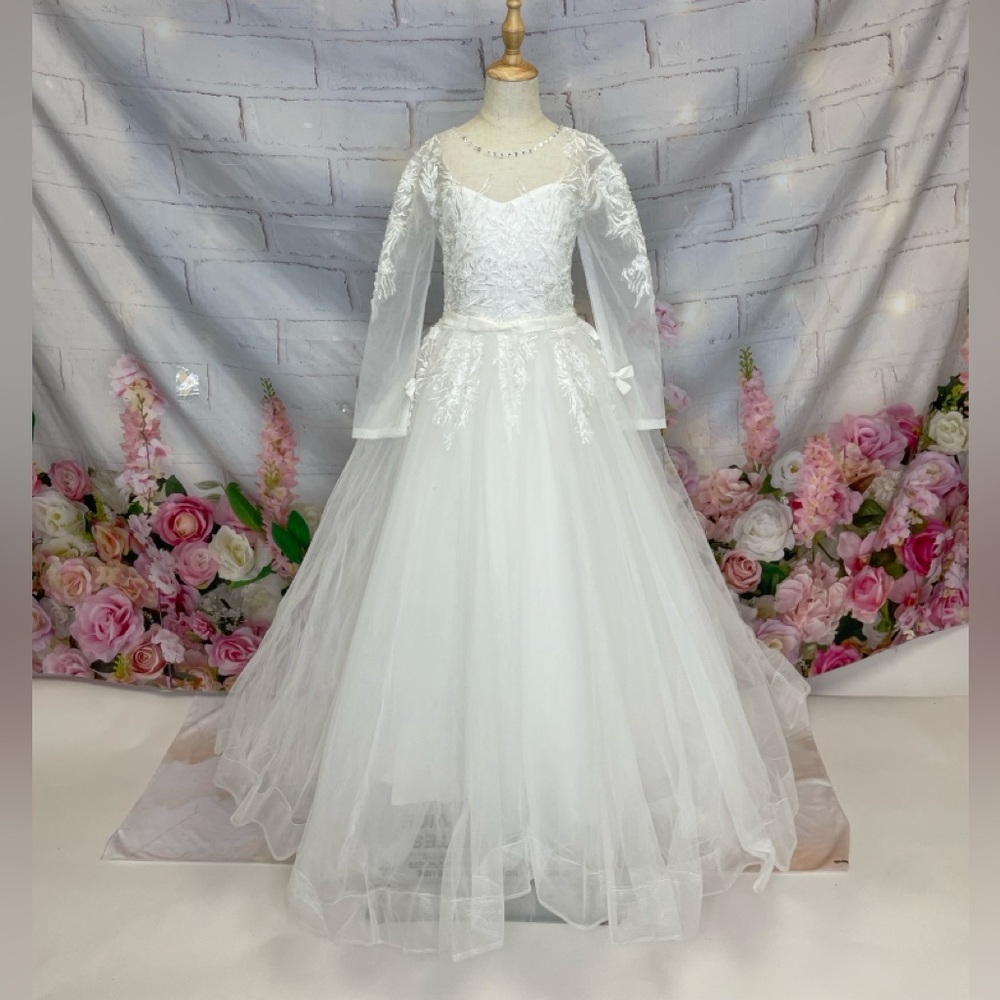 Flower Girl Princess Wedding Birthday Formal First Communion Dress 11-13Y